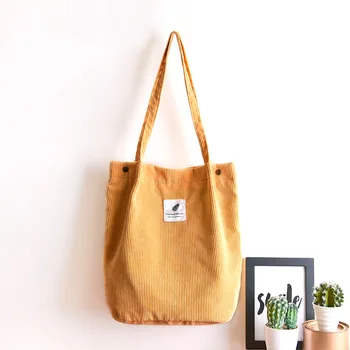 

Women Corduroy Zipper Shoulder Bag Cotton Handbag Casual Tote Female Eco Crossbody Bag Ladies Vintage Messenger Bags