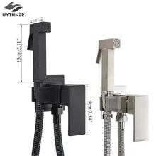 Uythner Bidet Faucet Brass Shower Tap Washer Mixer Cold Hot Water Mixer Crane Square Shower Sprayer Head Tap Toilet Faucets