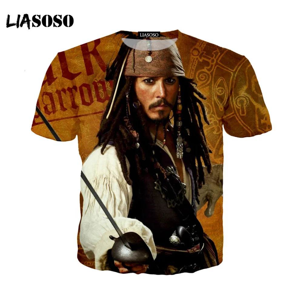 LIASOSO Пираты Карибского моря футболки Для мужчин женщин Футболка Джек Воробей
