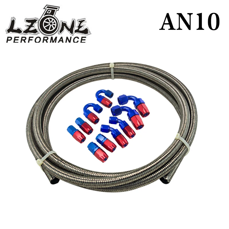 

LZONE - AN-10 STEELNESS/STEEL BRAIDED 5M AN10 STAINLESS OIL/fuel line/hose+10AN Fitting 10-AN Hose End Adaptor KIT JR7114