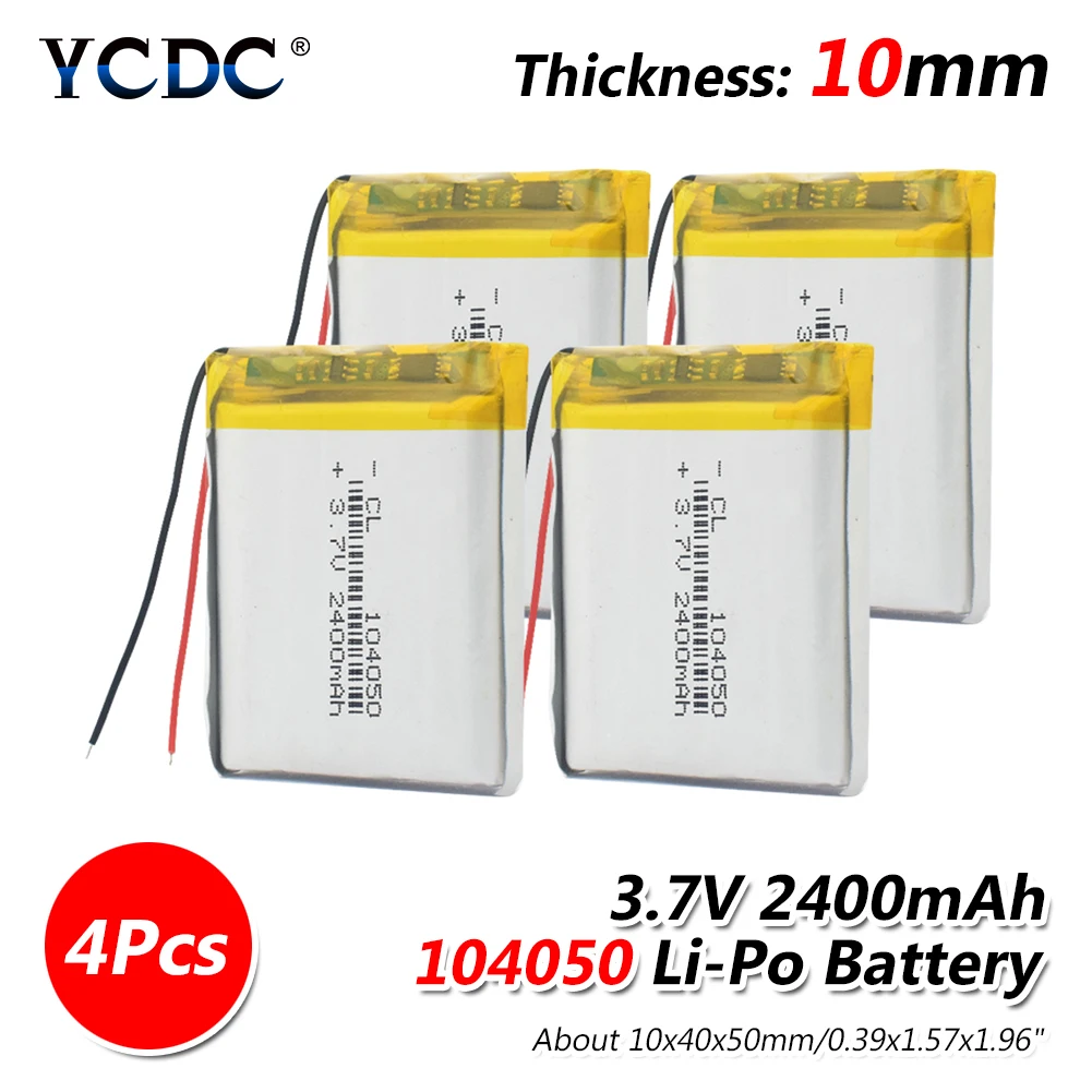 

104050 3.7V 2400mAh Lipo Battery Lithium Polymer Battery Li-Po li ion Lipo cells For MP3 MP4 DVD GPS BT Headset Electric Toy