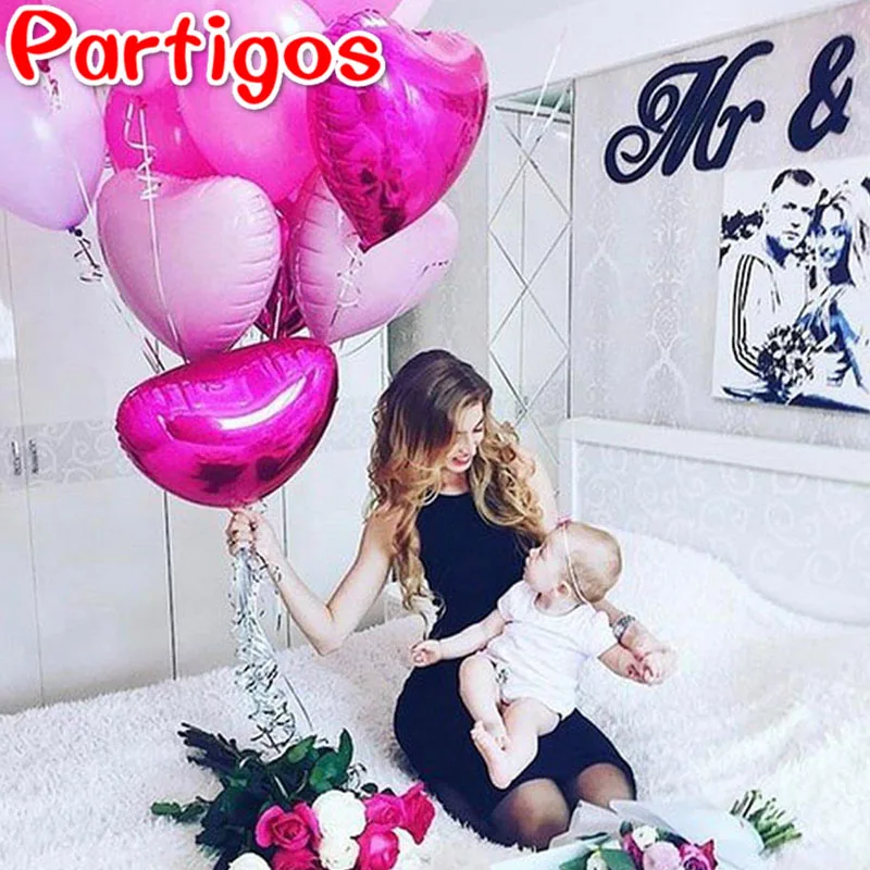 

12Pcs Baby Shower 18 Inch Red Pink Heart Balloons 10 Inch Latex Helium Balls Wedding Party Supplies Birthday Party Decoration