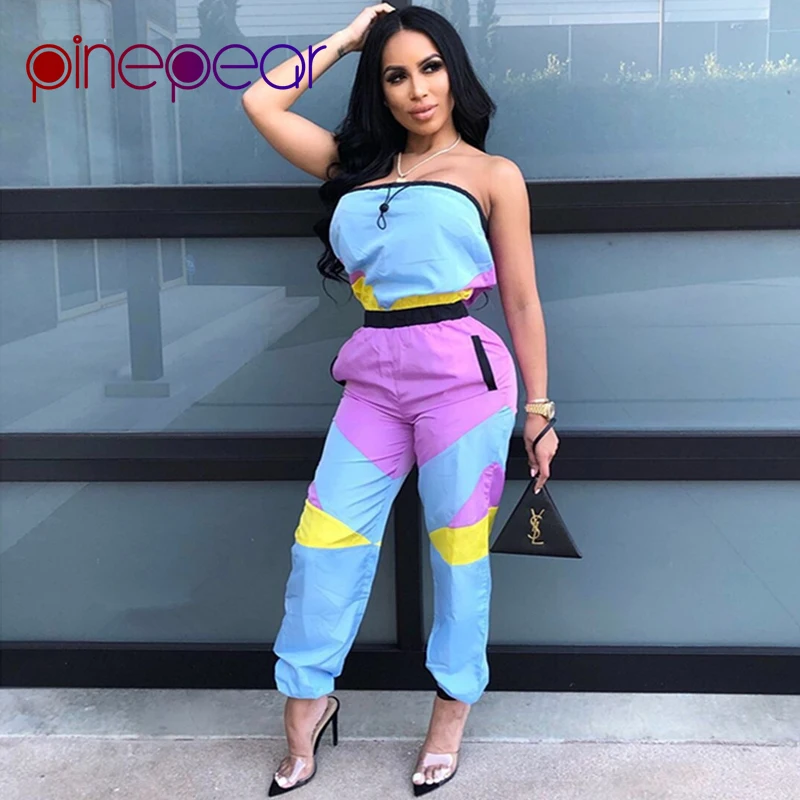 

PinePear Safari Style Patchwork Cargo Jumpsuit Women Thin Polyester Pocket Strapless Romper Streetwear Trend 2019 Dropshipping