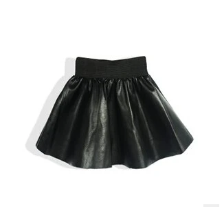 Для девочек кожаная юбка мода Симпатичные принцесса черные юбки осенне-зимняя одежда для девочек