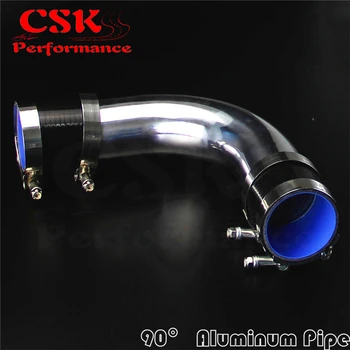 

90Deg 76mm 3" Aluminum Intercooler Piping pipe Tube+Silicone hose w/ T-clamps