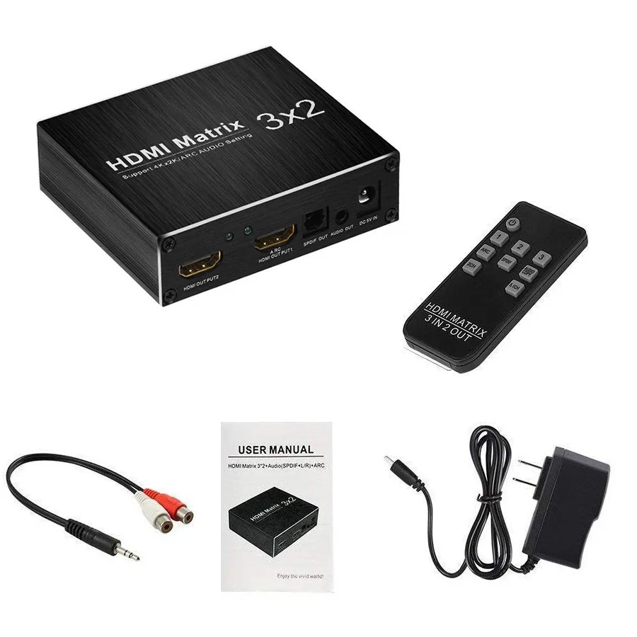 HDMI матрица 3x2 коммутатор splitter 4 к К с SPDIF и мм 3 5 аудио экстрактор поддержка ARC для HDTV