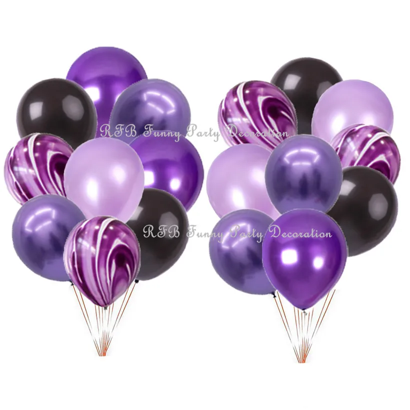 Черный и фиолетовый шары Мрамор шары для Русалка день рождения Хэллоуин Свадьба Обручение коктейльное вечерние поставки