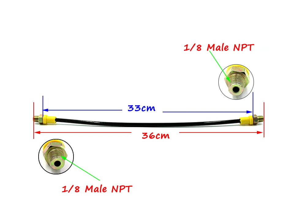 Qupb Airsoft высокое Давление нейлон шланг 36 см длинные 63mpa/9000PSI 1/8 ''NPT Мужской Нитки hny008