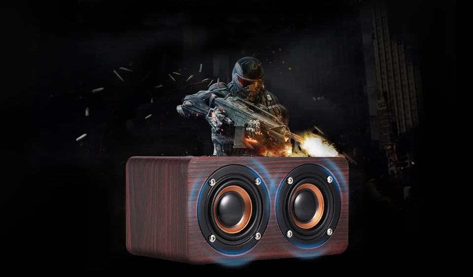 Magift Portable Wood Bluetooth Speaker Stereo Dual Loudspeaker Subwoofer Box Wooden Bass AUX 3.5mm Computer Speaker for Xiaomi (2