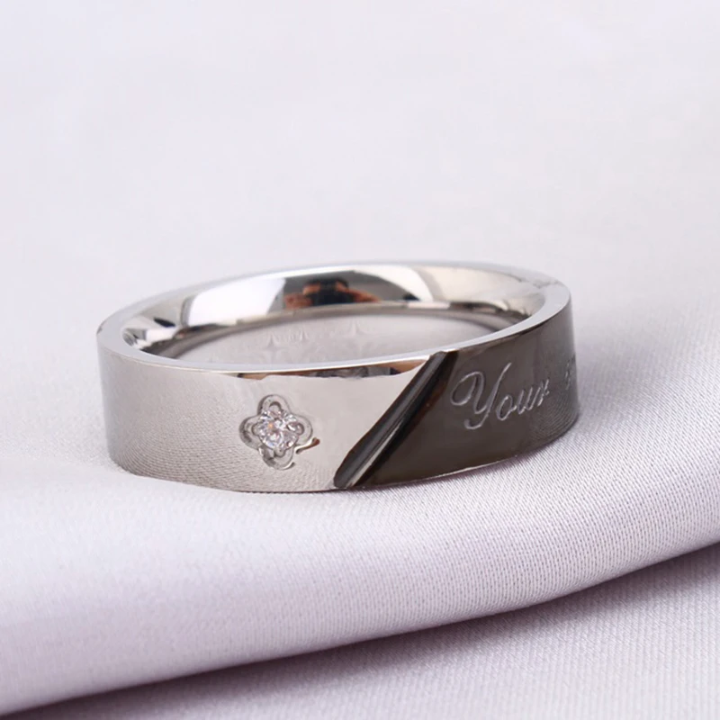 316L Stainless Steel Couple Rings for Lovers Black-Rose Gold Color Trendy Wedding Jewelry
