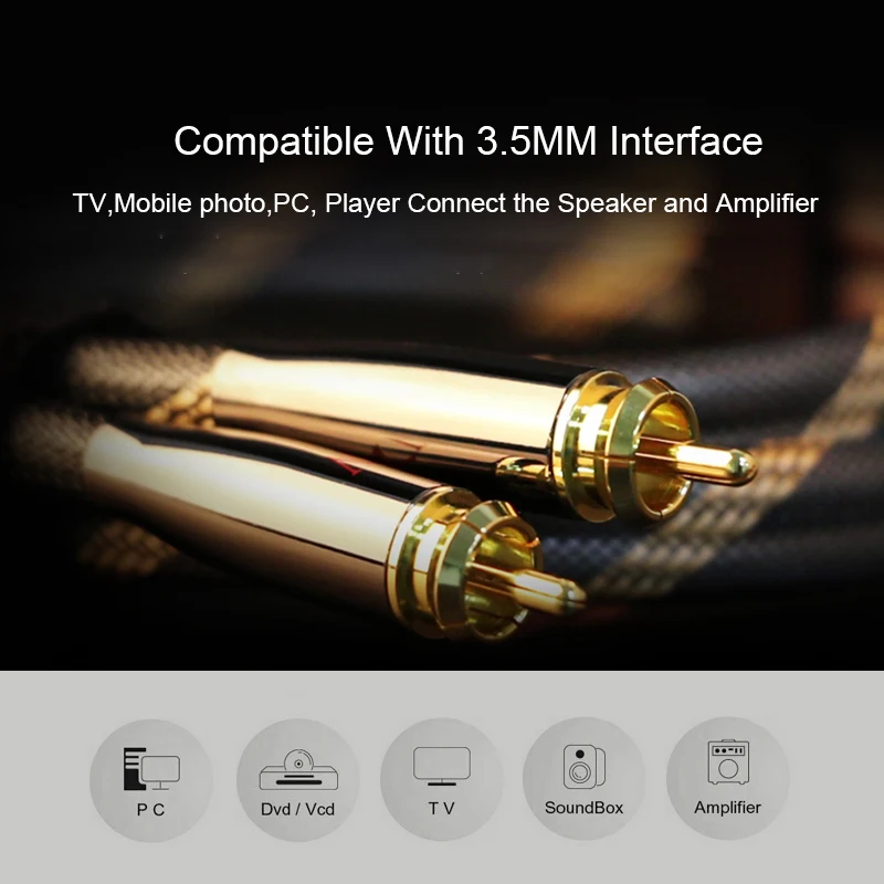 Аудиокабель SKW RCA с разъемом 2RCA на 3 5 кабель AUX 1 м 2 8 10 для усилителя DVD домашнего