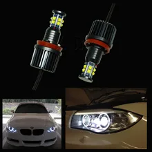 PA светодиодный 2 шт. 120 Вт H8 объектив Ангельские глазки гало кольца для BMW светодиодный авто лампы фары Противотуманные фары дневного света лампы белого цвета
