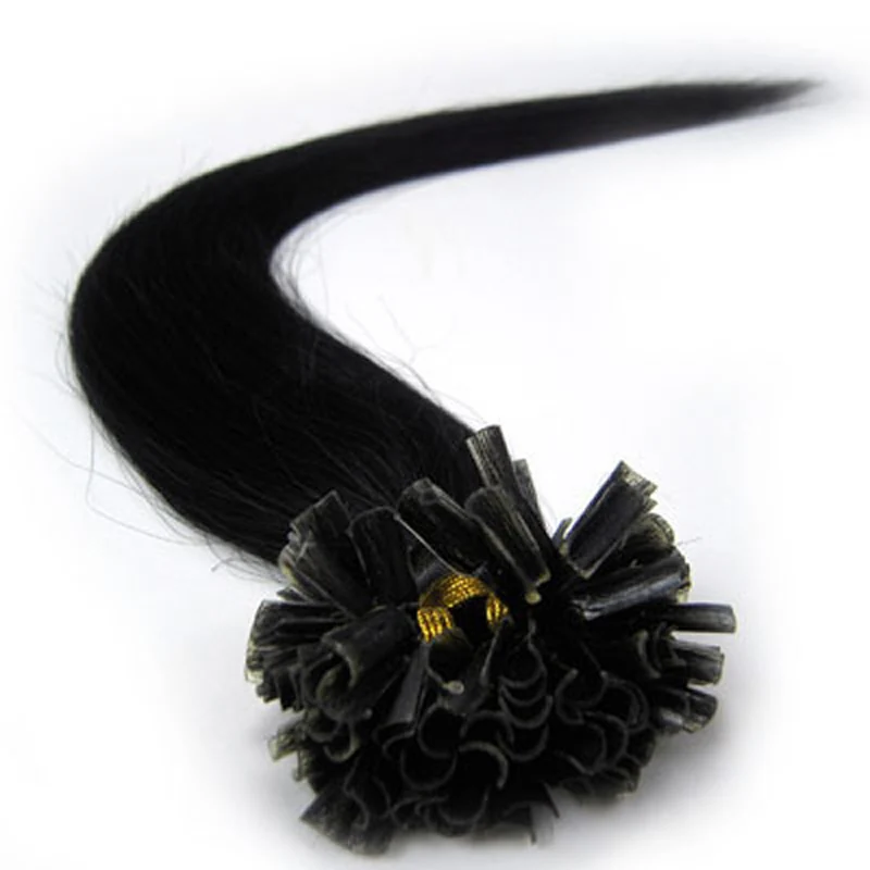 ZZHAIR 1"-26" Человеческие волосы Remy для наращивания в капсулах, кератиновые волосы для наращивания с u-образной окантовкой 40 г, 50 г, 60 г, 70 г, 100 шт/упаковка - Цвет: #1