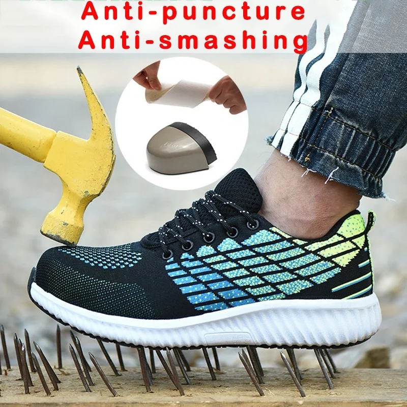 

hohner Men's Colorful Anti-smashing Anti-puncture Safety boots Steel Toe Breathable Work Outdoor Casual Protective Footwear