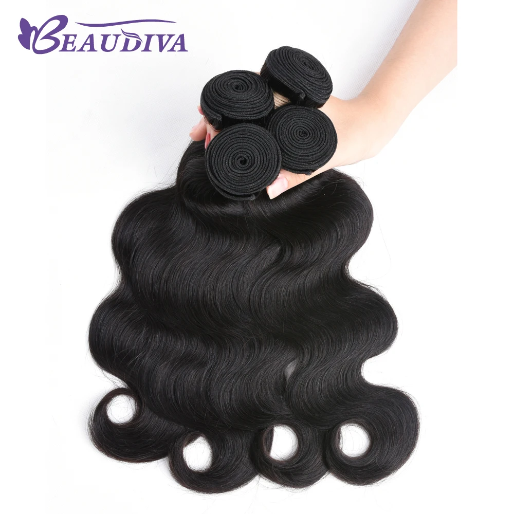2019 Beau Diva Brazilian BodyWave 1/3/4 Bundles Human Hair Extensions 1B Natural Color 8-24 Inches Brazilian Hair Weave 95-100g