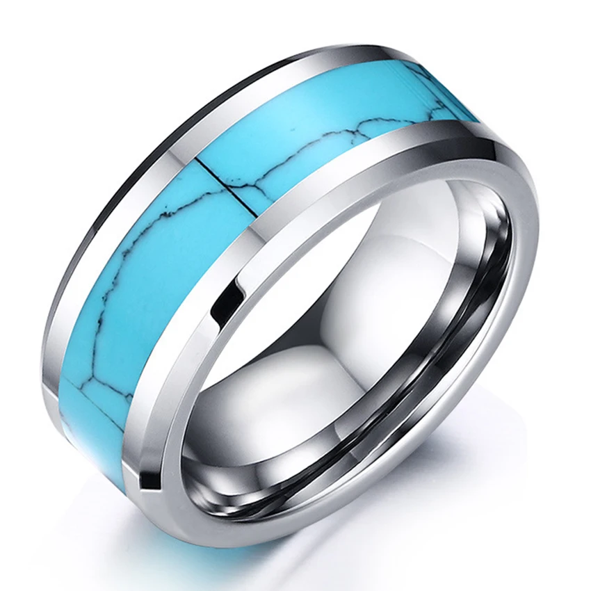 Brilliant Bijou Titanium 8mm Beveled Edge Hammered and Polished Band