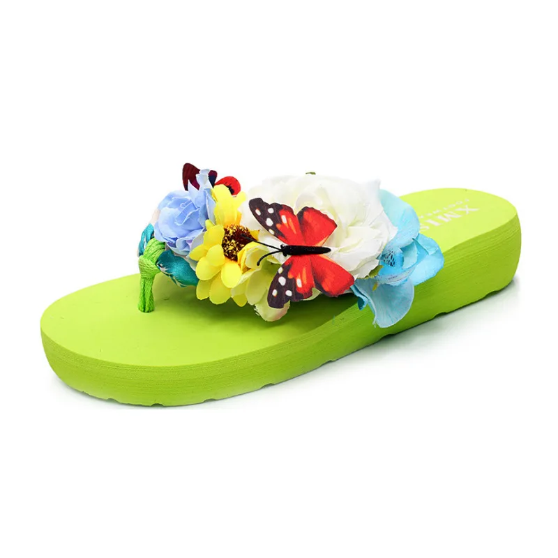 Fashion Women Sandals Flip Flops Summer Roman Flat Sandals Beach Shoes Butterfly Flower Women Shoes Plus Size Light Female Shoes