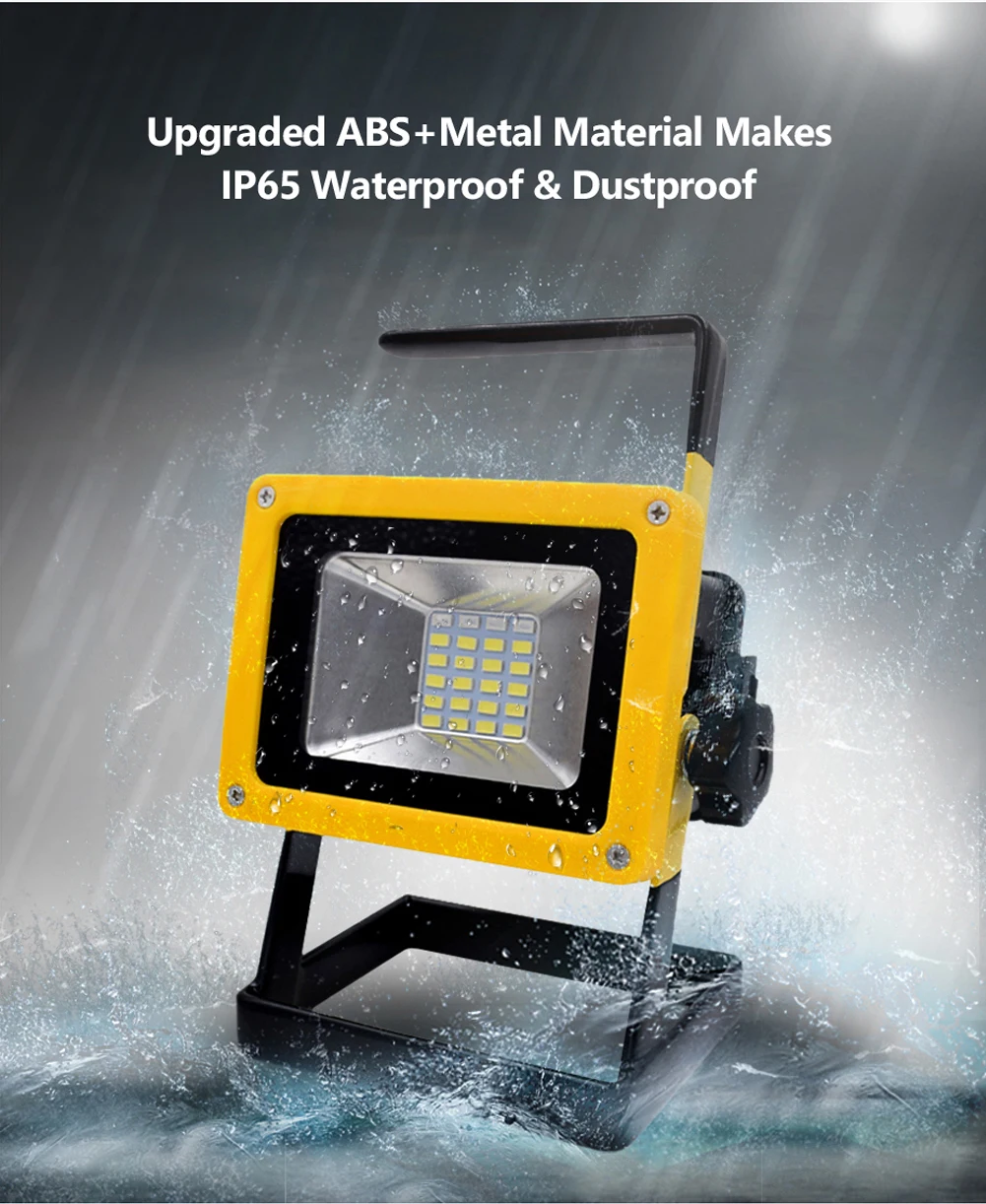 

TSLEEN Waterproof LED Flood Light Projecteur Led Exterieur With 18650 Battery Flood Spot Light Night Fishing Camping Hiking Lamp