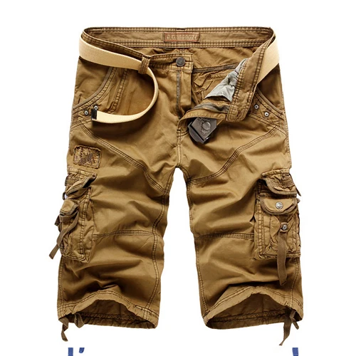 HOT 2019 Summer Washing Multi Pocket Patch Cargo Overalls Knee Length shorts straight Cotton Casual tactical military shorts Men