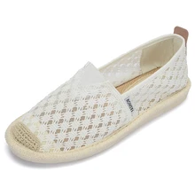 Холст Espadrille Женские туфли-лодочки скольжения на Конопля снизу в рыбацком стиле обувь для Прямая поставка женский лоферы
