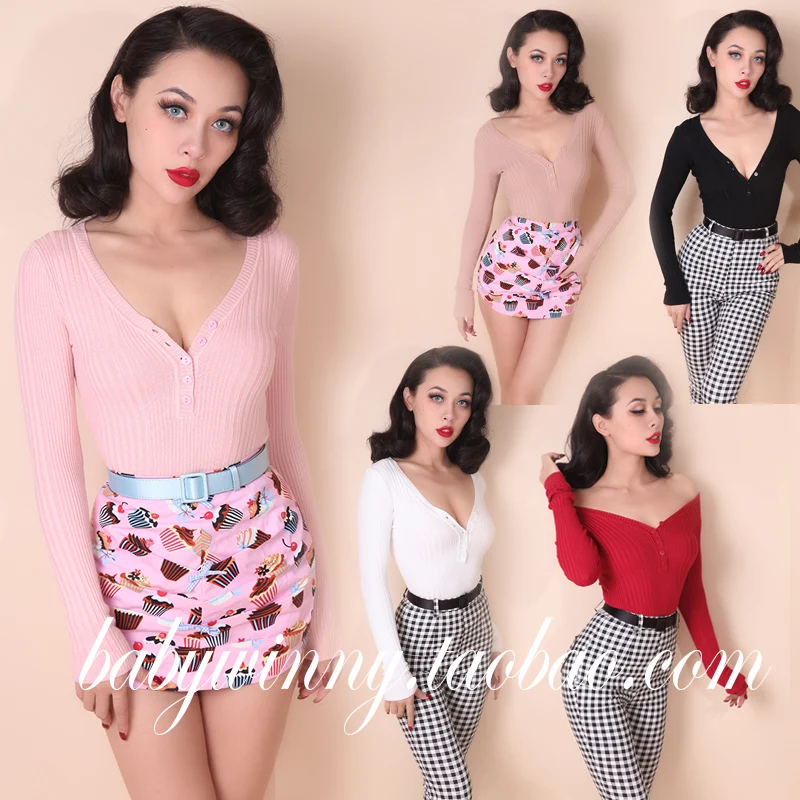 

Vintage Palace 2015 Autumn V-neck Cardigan Women Slim Elastic Knitted Cardigan Elegant Solid Type