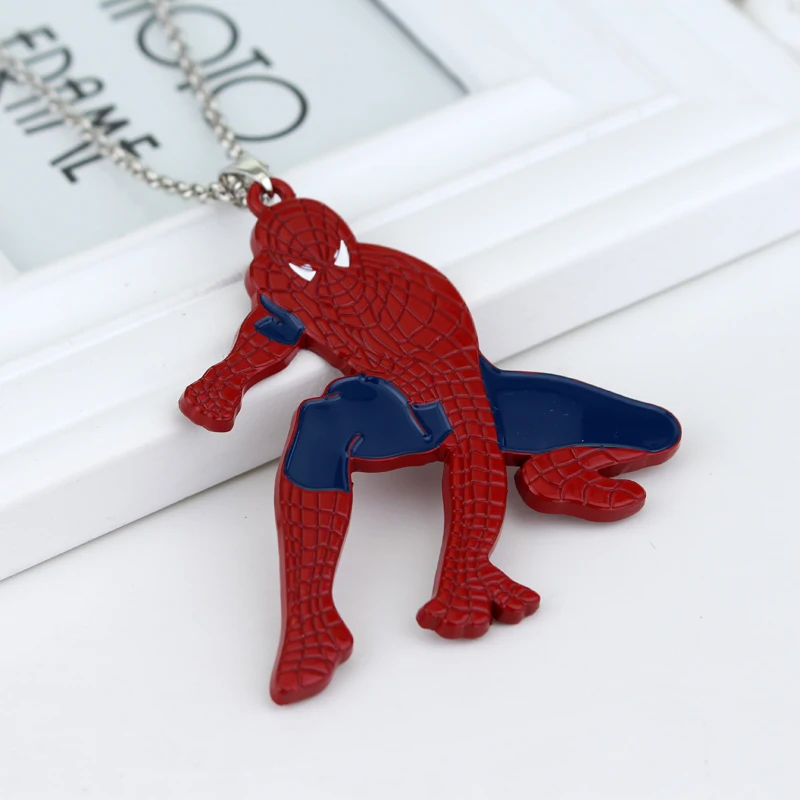 Ожерелье с подвеской в виде Супергероя человека-паука, модные украшения в стиле панк для мальчиков, вечерние украшения для детей, большое массивное ожерелье из сплава