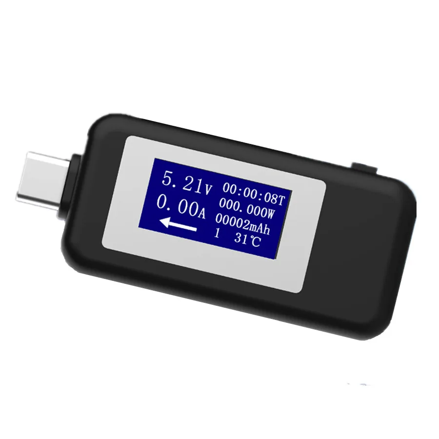 Многофункциональный usb type-C разъем/тестер штепсельной вилки 0-5.1A ток 4-30 в разъем напряжения батарея заряд Банк питания Скидка 40 - Цвет: BLack