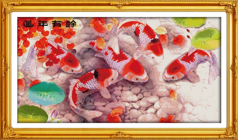 Lotus and Fish Patterns Counted Cross Stitch 11CT 14CT ...