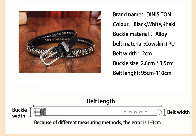 DINISITON роскошные женские заклепки тонкий ремень панк ремни в стиле рок воловья кожа натуральная кожа ручной работы женские хип хоп джинсы ремень CM004
