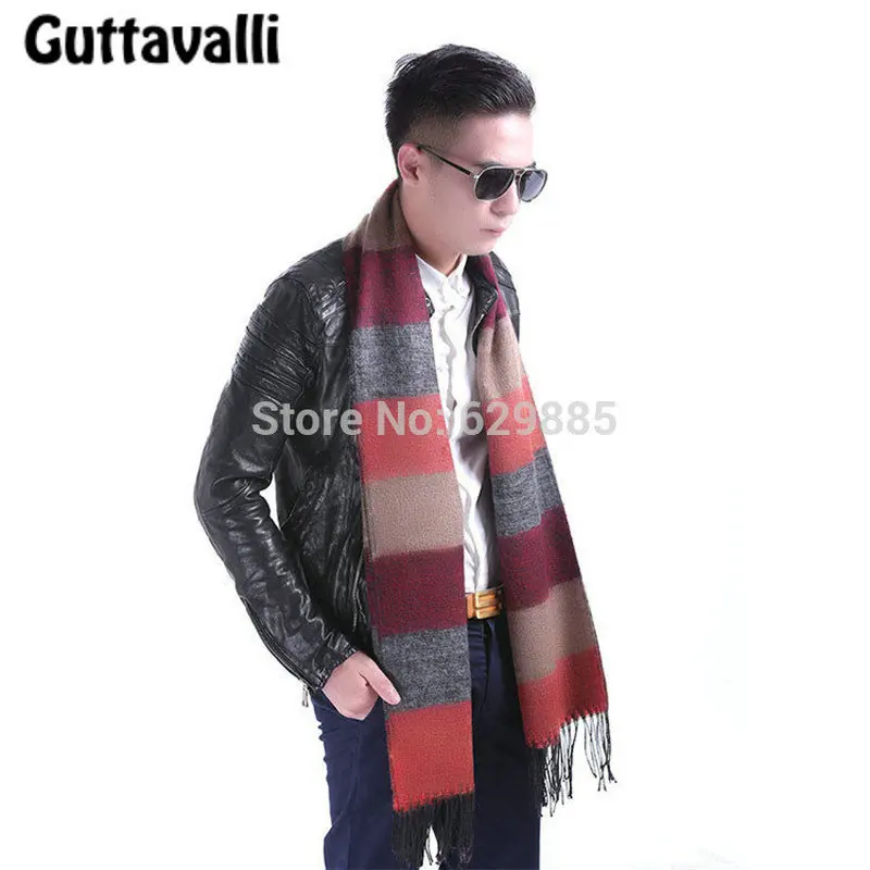 Guttavalli модные для мужчин большой площади плед с длинной кисточкой шаль Осень в полоску геометрический шарфы для женщин зима шеврон лент