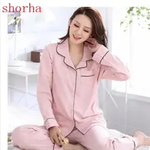 Для беременных и кормящих PajamasPregnant женщина Пижамный костюм хлопок Грудное вскармливание пижамы для беременных Для женщин осень Беременность Nightwea