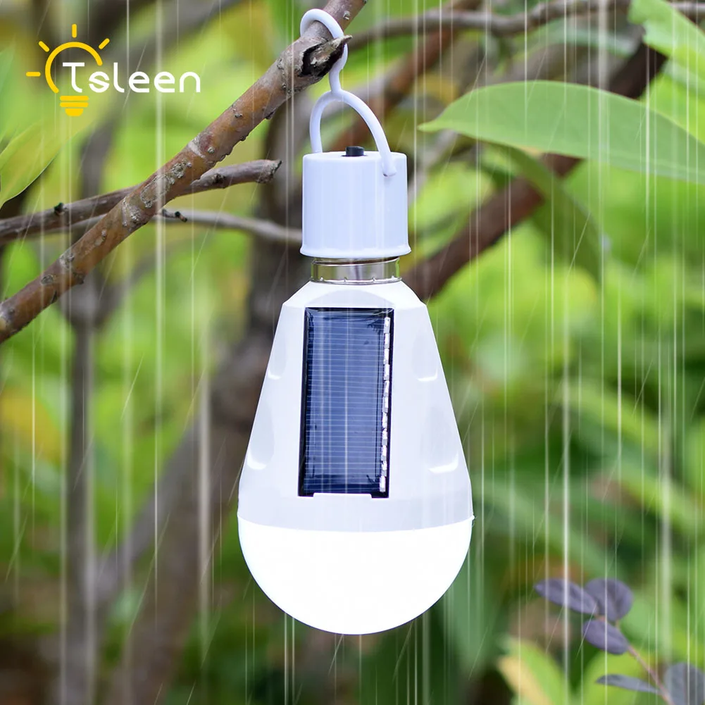 

TSLEEN 1/2/4Pcs LED Solar Lamp Bulb E27 Rechargeable Solar Energy Portable Camping Light 5730 SMD Outdoor Lighting 18650 Battery