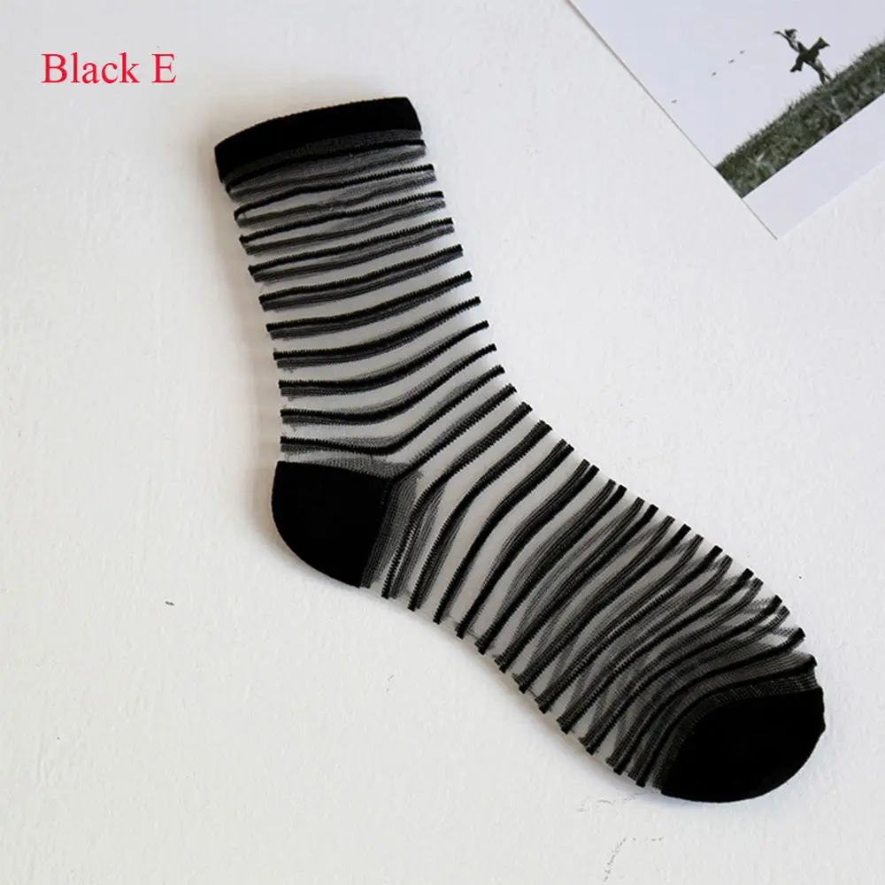 1 pair New Sheer Mesh Glass Silk Socks Ultrathin Transparent Stretch Elasticity Lace Net Yarn Thin Summer Socks For Women