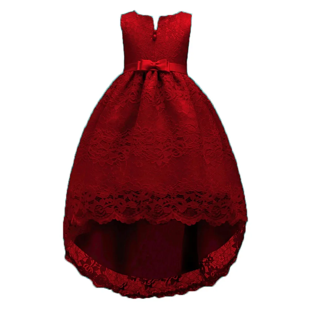 Girls Sleeveless Princess Children flower girl Lace dress For Wedding 3-14 Years Girls Long Tail Party Prom Dresses Pink Blue (9)