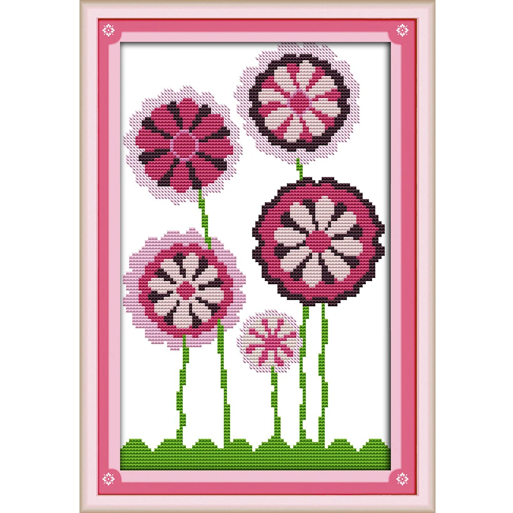 

NKF Purple Flowers Stamped Cross Stitch Patterns DIY Kits Needlework Embroidery Sets Cross Stitch for Home Decor