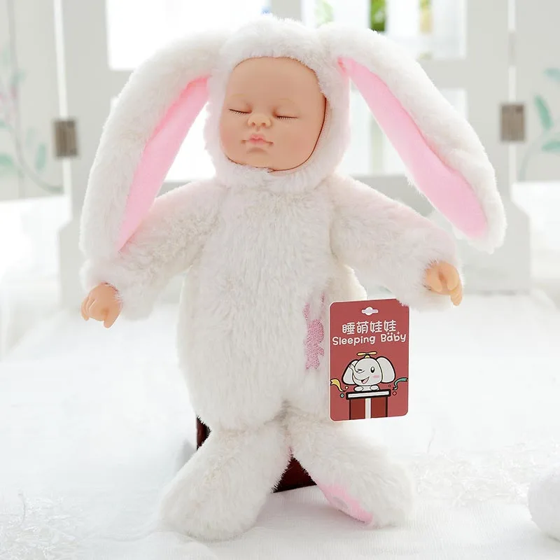 Милый реборн имитация сна кукла младенца реалистичный кролик ребенок Спящая Плюшевая Кукла Детская игрушка подарок на день рождения для девочки - Цвет: white rabbit