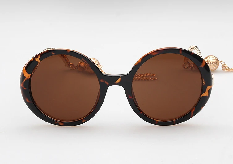 Новая мода ретро женские солнцезащитные очки фонарь кисточкой оправа с цепочкой солнцезащитные очки барокко винтажные круглые женские солнцезащитные очки Gafas de Sol