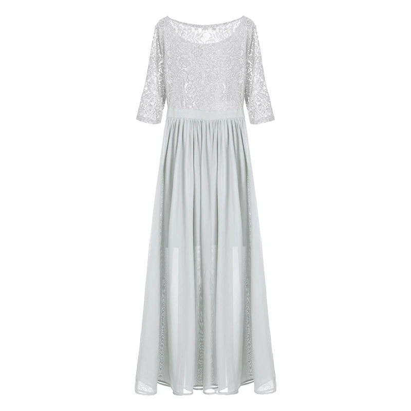 Женское кружевное шифоновое платье с коротким рукавом и вышивкой спереди, vestido de festa, Летнее Длинное Платье Макси, вечерние платья на выпускной