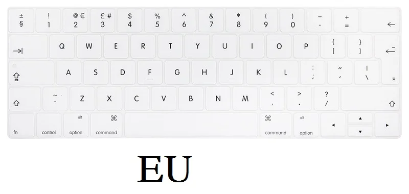 Силиконовый чехол для Macbook Pro 13, силиконовый чехол для клавиатуры A1706 A1708 A1989, английский для Macbook Pro 13, пленка для клавиатуры - Цвет: EU White