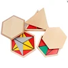 High Quality Wooden Montessori Materials Toys Constructive Triangles Rectangular Pentagon 5 Sets Early Preschool Educational 5