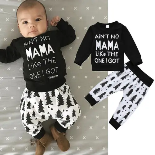

2Pcs Xmas Newborn Toddler Kids Baby Boy Outfits Long Sleeve Sweatershirt Tops+Pants Trousers Clothing Sets