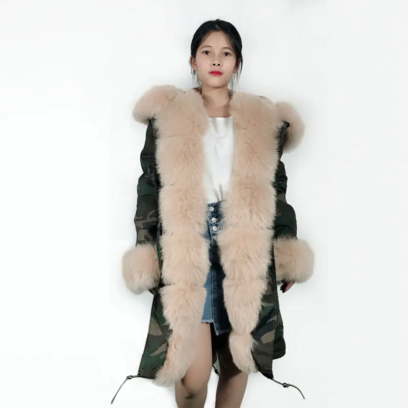 Winter Luxe abrikoos Vrouwen Jas Camouflage winddicht Lange bovenkleding Jas Winter Luxe abrikoos Vrouwen Jas Camouflage winddicht Lange bovenkleding Jas
