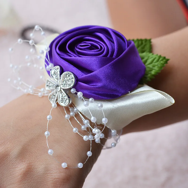 Свадебный Выпускной корсет для невесты наручные корсажи цветок жемчужный браслет ручной работы цветок на запястье для подружки невесты ручной работы Цветы
