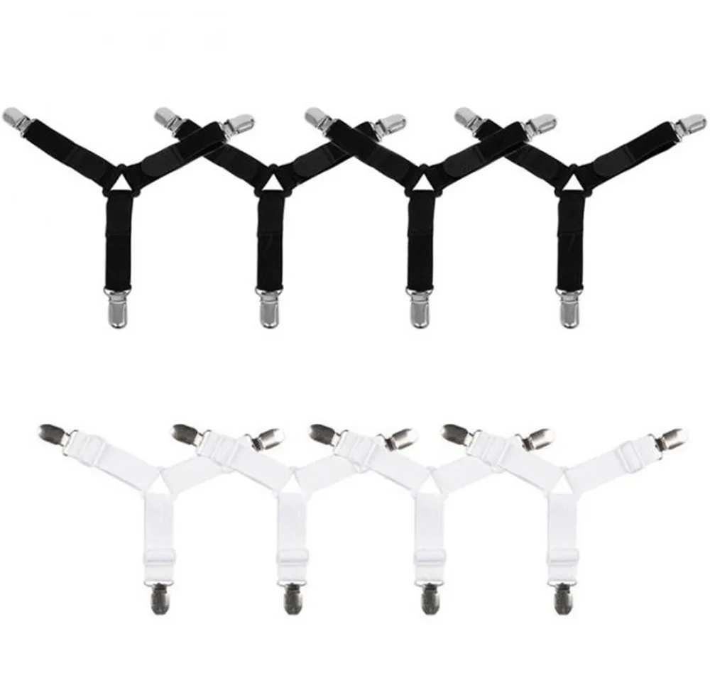 

4pieces Bedding Bed Suspender Straps Sheet Clips Bed Button Easy adjustment Buckles Mattress Fastener Holder Grippers