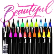 Цветной премиум-живопись, набор мягких кистей и 1 Акварельная кисть, школьные товары для рукоделия, маркеры, Перманентный маркер 04360