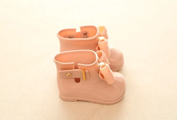 Mini Melissa/Новинка года; детские резиновые сапоги с бантом; нескользящие водонепроницаемые резиновые сапоги для девочек; прозрачная обувь; сандалии принцессы