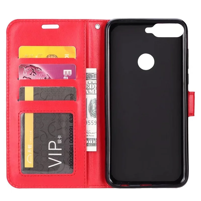 New For Huawei Y6 2018 PU Leather Case For Huawei Y6 2018 Case Filp Wallet Cover Silicone Fundas Card Slot Stand Phone Cases (7)