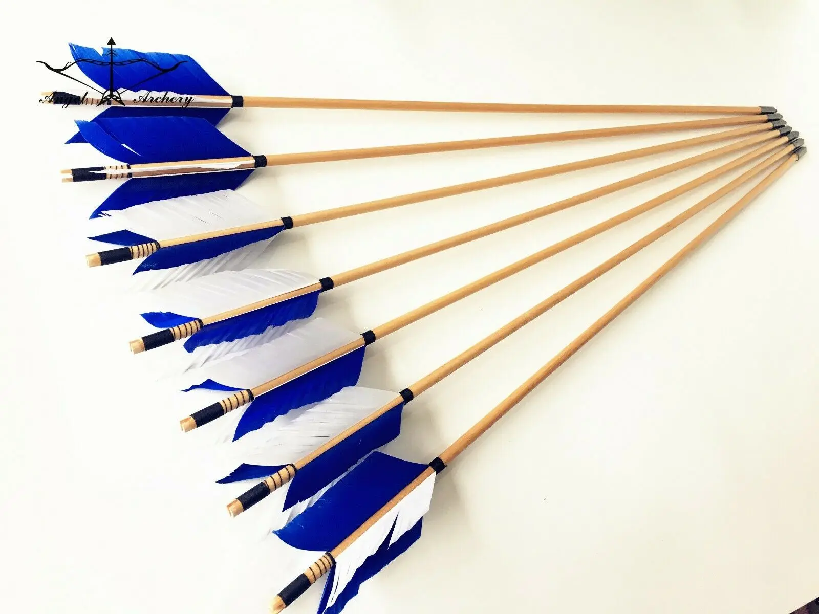 

12pcs Real Handmade Flu flu wooden arrows 4 feathers for Archery Hunting wood arrow