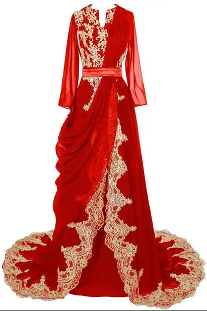 Элегантное темно-синее abaya в мусульманском стиле с длинным рукавом вечернее платье Дубай марокканский Исламский длинный рукав в арабском стиле вечернее платье для выпускного вечера - Цвет: Красный
