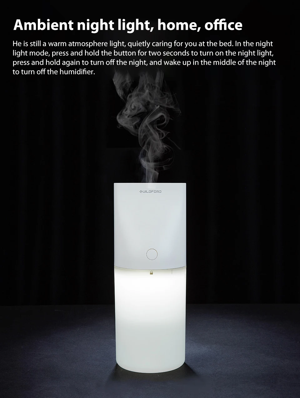 Original Xiaomi Uildford tabletop Humidifier 320ML protable quiet Air Purifying with Night light for Air-conditioned household (8)